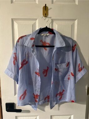 NWOT Coastal Lobster Striped Button Down Shirt L